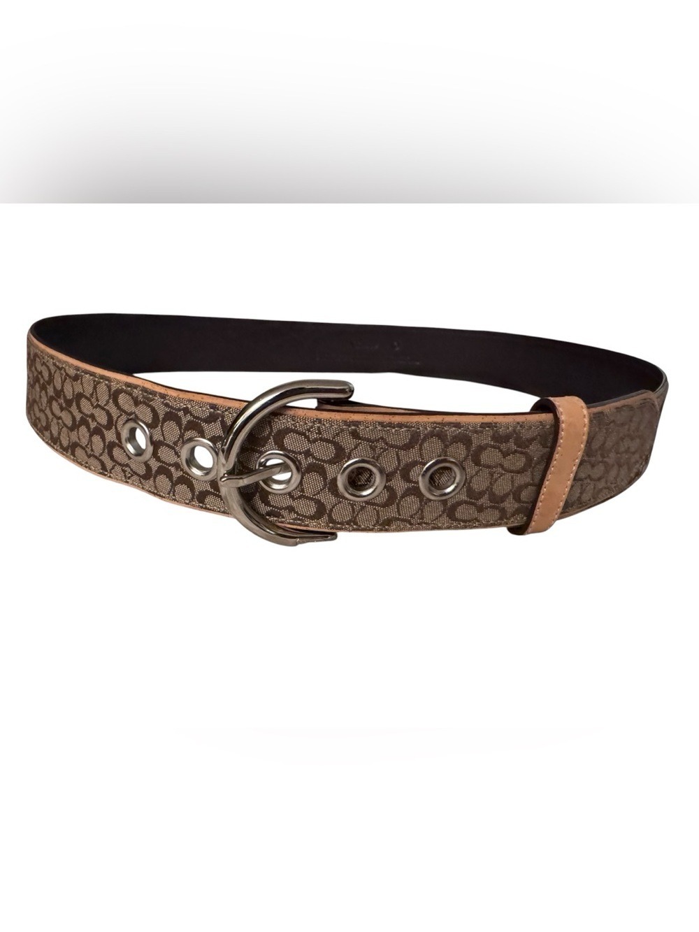 Coach Signature Jacquard Canvas Wide Grommets Belt